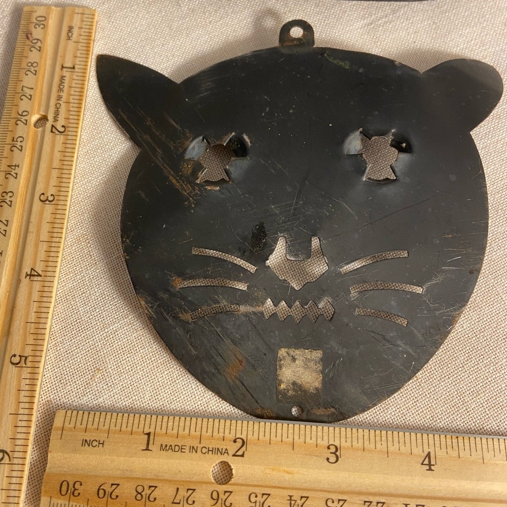 Vintage Black Cat face Metal Wall Decor candle holder LOT black cat silhouette - Picture 5 of 16